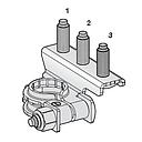 Battery clamp punched (+) with 3 stud bolts - M6-M8-M6 - DX 