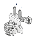 Battery clamp punched (+) with 2 stud bolts - M6-M6 - DX - cable cross-section 10-20mm² 