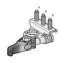 Battery clamp (+) with quick release, stud bolts M6-M6-M6 