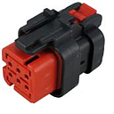 Conn Housing PL 6 POS 4.5mm Crimp ST Cable Mount Red