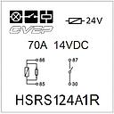 Powerrelay 24V - Closer - 70A (14VDC) - Resistor - without bracket - sealed