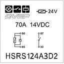 Powerrelay 24V - Closer - 70A (14VDC) - Diode - with bracket - sealed