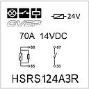 Powerrelay 24V - Closer - 70A (14VDC) - Resistor - with bracket - sealed