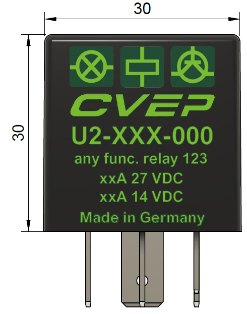 Wipe-wash interval relay 12V 10/20A - Interval time 5.0 +/-1 sec. - Post-wipe time 4.0 +/-1 sec. - Housing 30x30x30mm